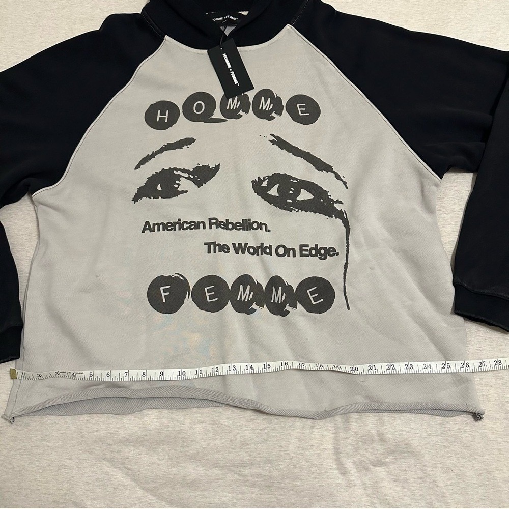 Homme‎ Femme Black and Gray Graphic Hoodie - Picture 4 of 7